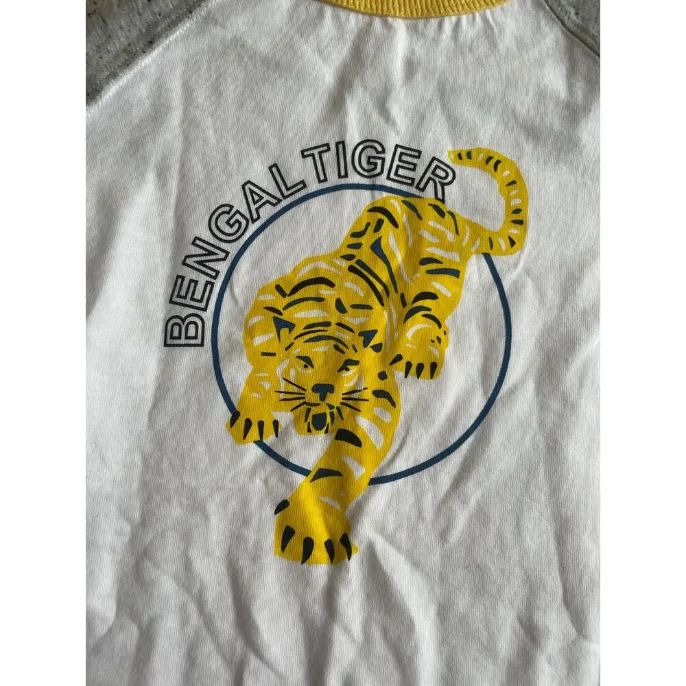 Art & Eden Bengal Tiger Print Raglan Tee - White/Yellow - Picture 2 of 5
